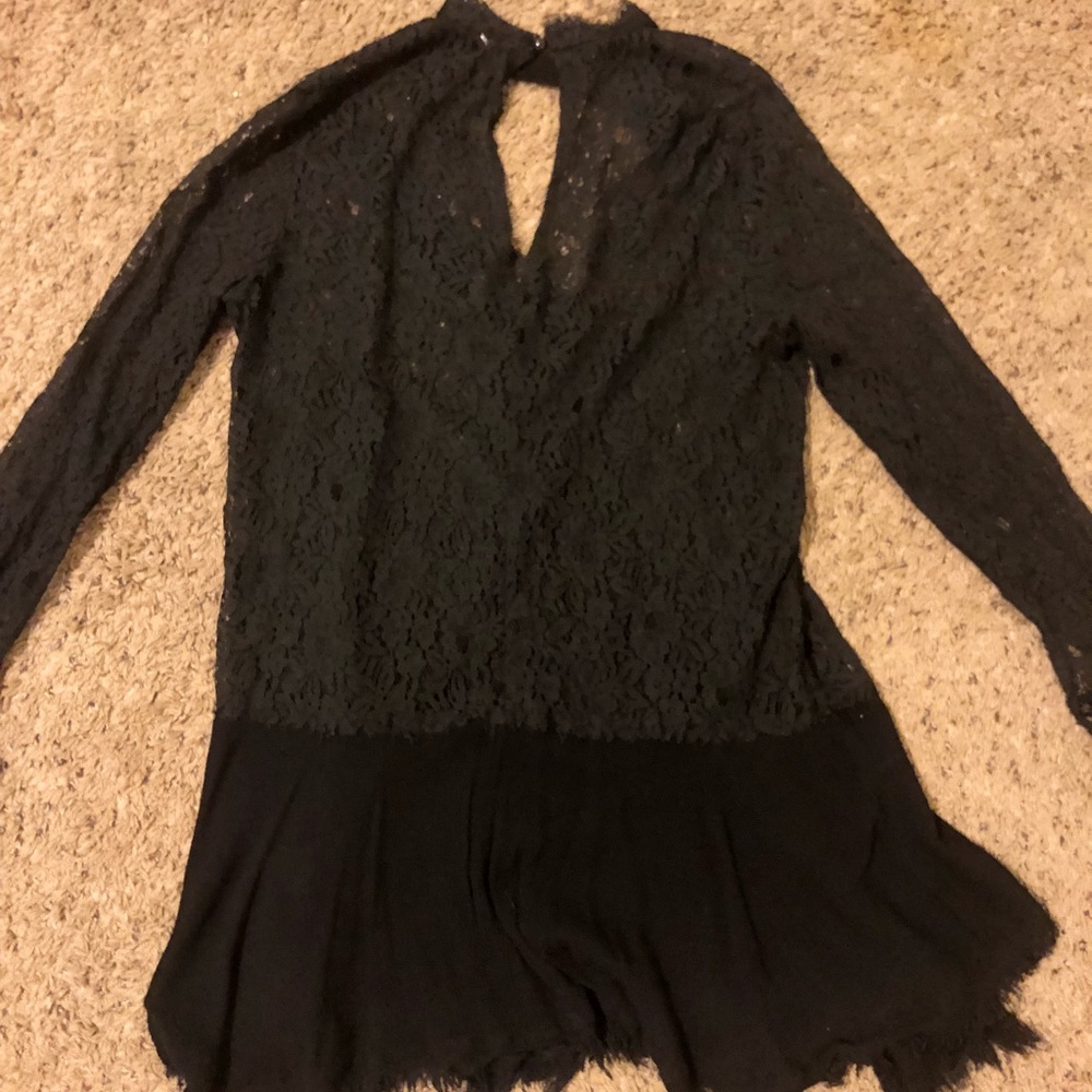 Black lace tunic top